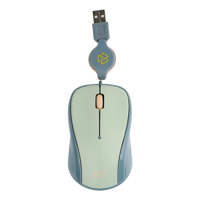 MOUSE VIVA ALÁMBRICO RETRÁCTIL COLOR MENTA-GRIS