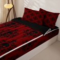thumbnail image 3 of Homewish Boho Skull Skeleton Zipper Full Size Comforter Sets with Fitted Sheet and 2 Pillowcases,Retro Red Damask Zipper Bedding Set,Halloween Bed Set,Black Reversible,4pcs, 3 of 8