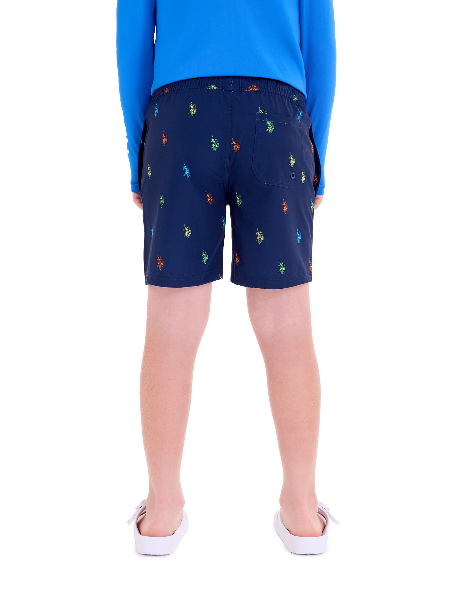 U.S. Polo Assn. Boys Logo Print Swim Short with Brief Liner, Sizes 4-18