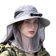 thumbnail image 3 of Solar Fan Wide Brim Sun Hat with Full Mesh Face Neck Flap, Solar Powered Ventilated UV Protection Bucket Hat for Fishing Gardening Camping Hiking, 3 of 3