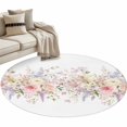 thumbnail image 2 of Pink Spring Floral Round Area Rug 4ft, Vintage Elegant Flowers Pastoral Washable Non-Slip Circle Rugs for Bedroom Living Room Kitchen, Soft Non Shedding Circle Carpet for Dining Room Dorm, 2 of 9