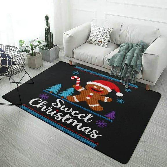 Christmas Style Printing Carpet for Home Decoration Soft Comfy Rugs for Bedroom Living Room Bathroom Entrance Non-slip Comfort Mat