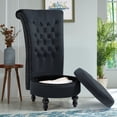 thumbnail image 2 of AVAWING High Back Royal Chair, Velvet Armless Throne Chair with Storage, Black, 2 of 7