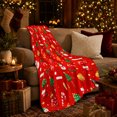 thumbnail image 3 of Cheerful Christmas Snowman Tree Icons Festive Holiday Red, Festive Holiday Scene, Warm Flannel Blanket for Living Room and Reading Nook, Art Lovers Christmas Gift, Festive Home Decor, 3 of 9