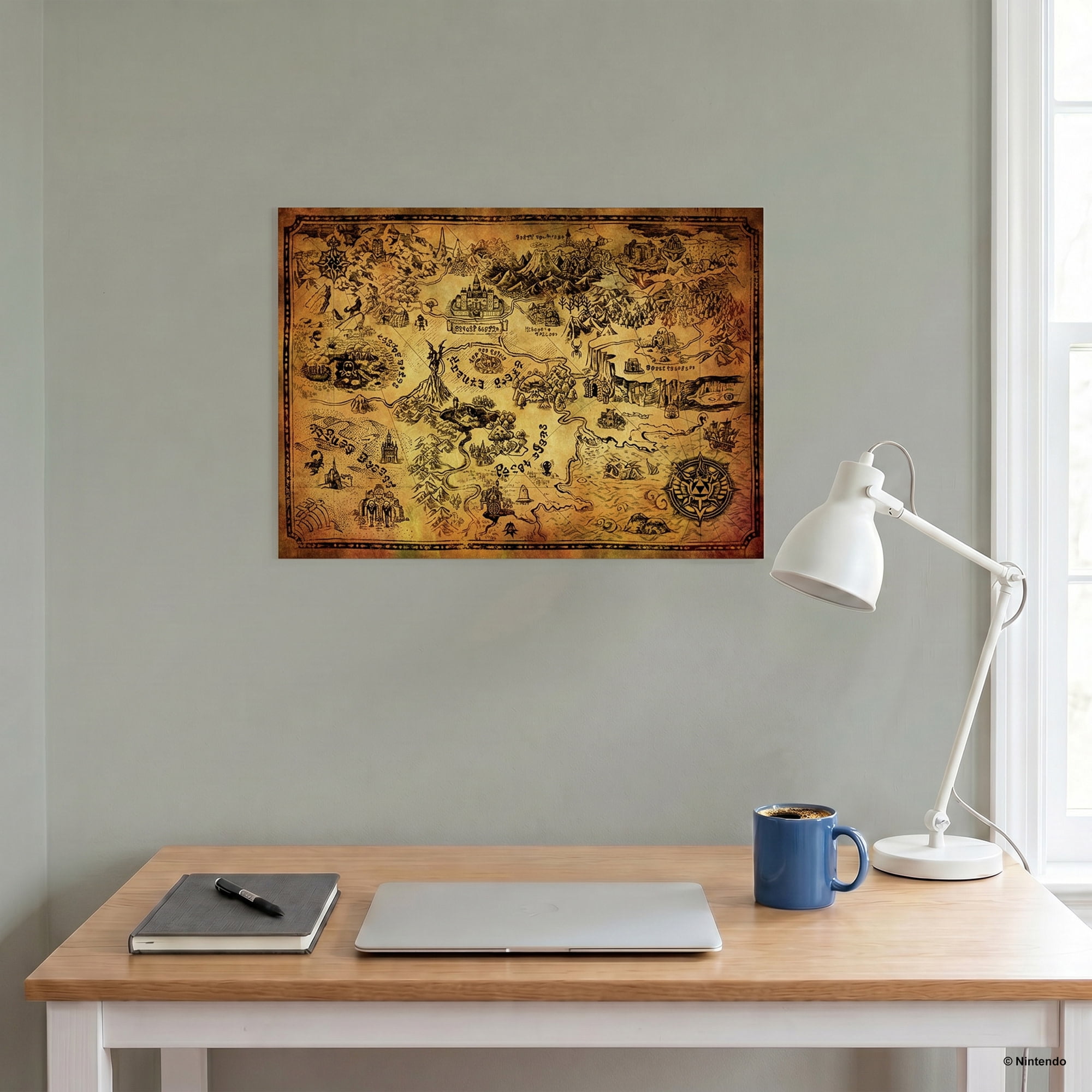 Pyramid America: The Legend of Zelda: Hyrule Map - 11x17 Poster Print - Video Game World View Artwork, Licensed Nintendo Wall Decor, Fan Collectible