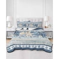 thumbnail image 2 of Twin XL Quilt Bedding Set, Navy Blue Starfish Coastal Reversible Summer Quilt 3 Pieces, Beach Coral Botanical Nautical Lightweight Bedspreads Coverlets with 2 Pillow Shams for All Seasons, 2 of 5