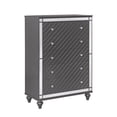 thumbnail image 4 of Modern Glam 3pc King Size Blue LED Upholstery Panel Bed Chest Nightstand Gray Finish Bedroom Furniture, 4 of 7