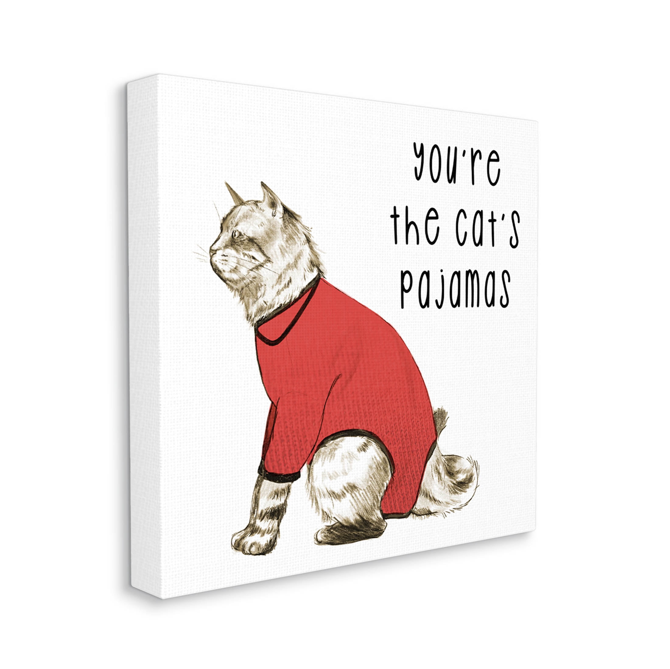 Stupell Industries The Cat's Pajamas Funny Pet Graphic Art Gallery Wrapped Canvas Print Wall Art, Design by Lil' Rue