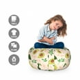 thumbnail image 2 of Avocado Storage Toy Bag Chair, Concept of Whole Fruit and Slices with Flowers and Leaves, Stuffed Animal Organizer Washable Bag, Small Size, Champagne Multicolor, by Ambesonne, 2 of 3