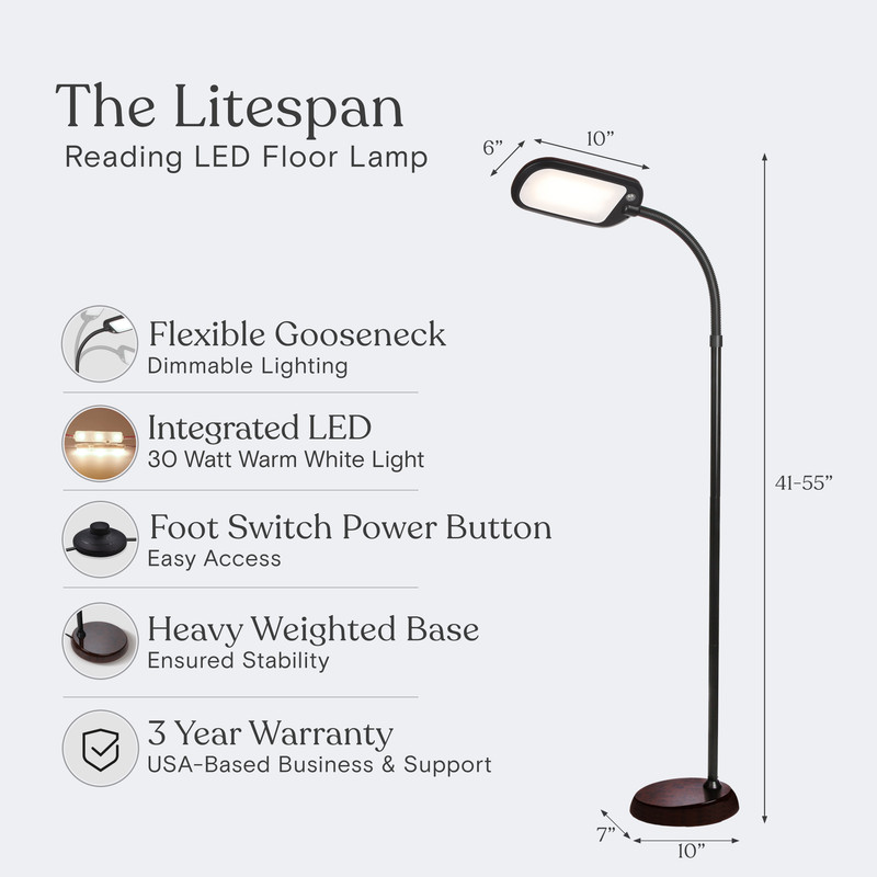 Brightech LitespanSlim 55 in. Brown LED Floor Lamp