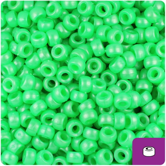 BeadTin Bright Green Pearl 6.5mm Mini Barrel Pony Beads (1000pcs)