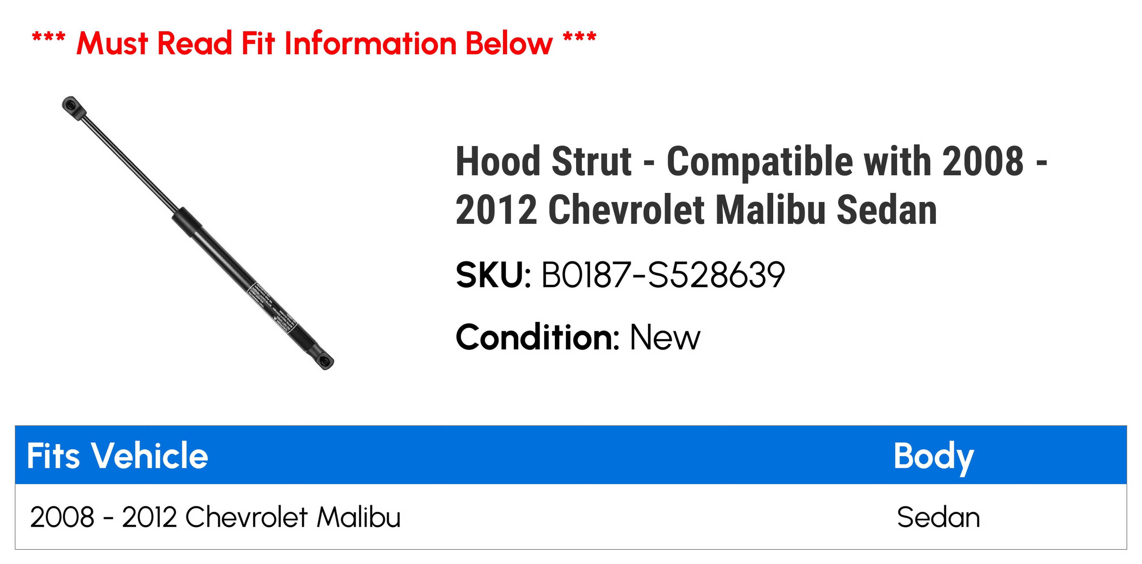 Hood Strut - Compatible with 2008 - 2012 Chevrolet Malibu Sedan - Autopart Premium
