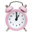thumbnail image 1 of Reloj despertador retro pequeño con campana clásica rosa, despertador de mesita de noche con pilas, despertador analógico silencioso retro para dormitorio, sala de estar y cocina, 1 of 5