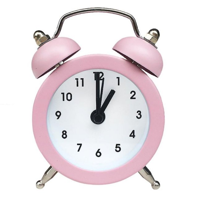 Reloj despertador retro pequeño con campana clásica rosa, despertador de mesita de noche con pilas, despertador analógico silencioso retro para dormitorio, sala de estar y cocina