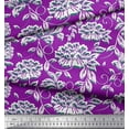 thumbnail image 3 of Soimoi Purple Cotton Poplin Fabric Artistic Leaf & Floral Print Fabric by the Yard 56 Inch Wide, 3 of 3