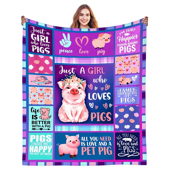 Pig Gifts Blanket for Women Pig Lovers Stuff Pigs Blanket Throw Animal Plush Cozy Soft Flannel Bedding Pigs Blankets Gifts for Women Adults Sofa Couch Bed Room Decor 50"X40"