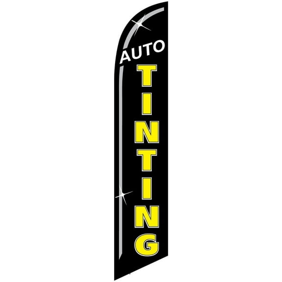 Auto Tinting Advertising Feather Banner Swooper Flag Sign with Flag Pole Kit and Ground Stake