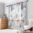 thumbnail image 2 of Yayeee Window Curtains Light Filtering 63"x52" Grommet Panel Pair Home Living Room Decor, Gray Cartoon Houses, 2 of 7