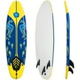 thumbnail image 1 of Gymax 6ft Surfing Body Board  w/ 3 Removable Fins Safety Leash Yellow, 1 of 10