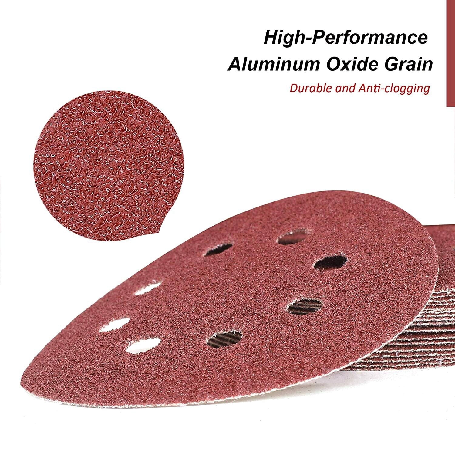 100PCS 80 Grit 5 inch Sanding Discs Hook Loop 8-Hole Orbital Sander Paper Pad
