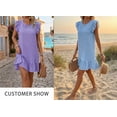 thumbnail image 6 of Cuteduck Womens Dresses Ruffle Sleeve Ruffle Hem Round Neck Textures Casual Dresses S-XL, 6 of 9