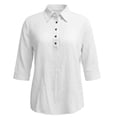 thumbnail image 3 of Women's Tops, Tees & Blouses Stand Collar Solid Button Front Loose Casual Shirt Cute Summer Tops, 3 of 4