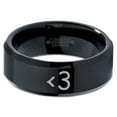 thumbnail image 2 of Tungsten Heart Text Symbol Love Band Ring 8mm Men Women Comfort Fit Black Beveled Edge Polished, 2 of 4