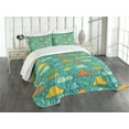 thumbnail image 3 of Ambesonne Cartoon Quilted Bedspread Set 3 Pcs, Puffy Clouds Funk Art, King Size, Multicolor, 3 of 5