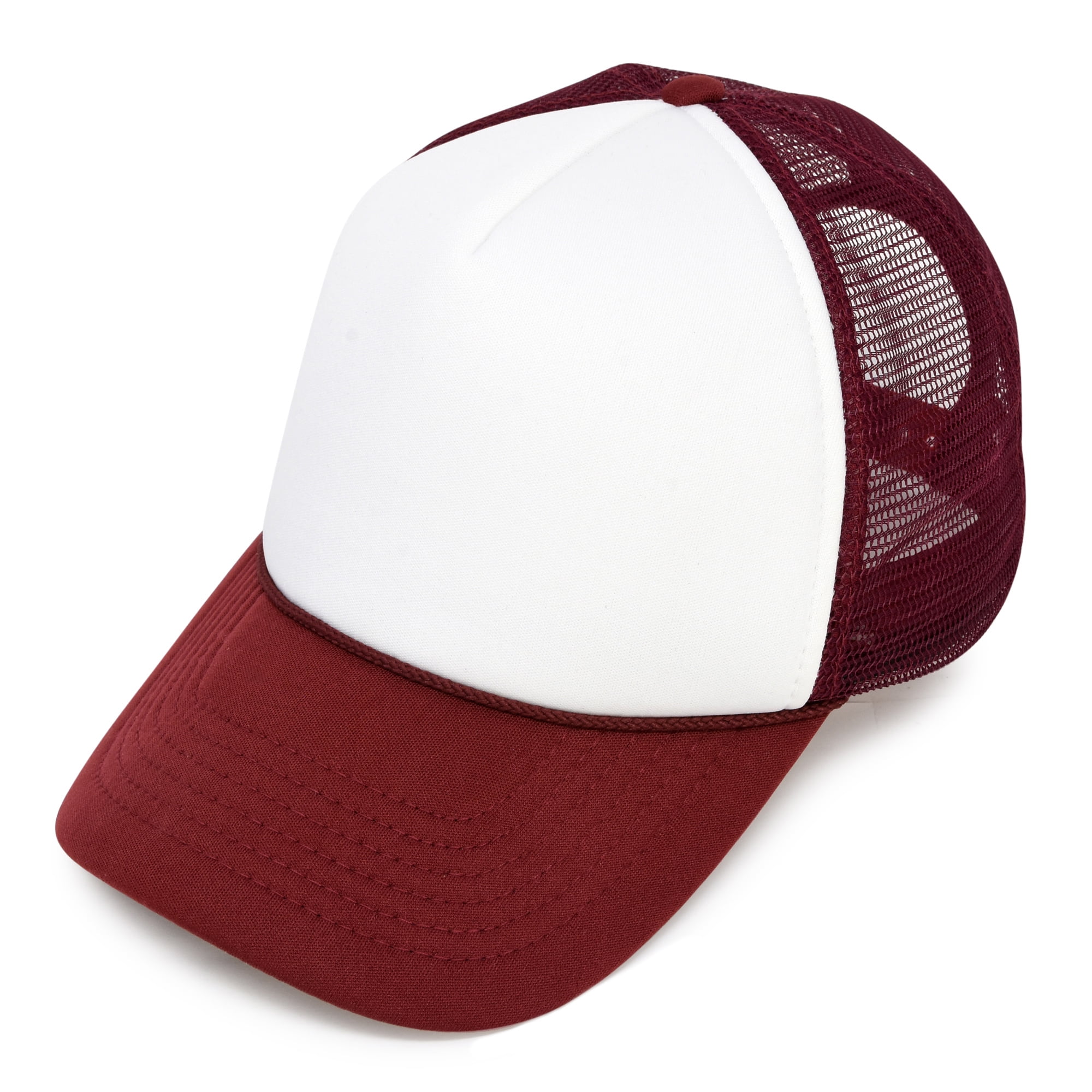 DALIX Two Tone Summer Mesh Cap in Maroon and White Trucker Hat