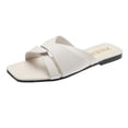 thumbnail image 1 of DPTALR Women's Flat-heeled Square Sandals One-line Breathable Slippers, 1 of 4