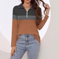 thumbnail image 4 of fatyb Women's Long Sleeve Shirts Color Block Quarter Zip Casual Tops Collar Pullover Blouses for Women, 4 of 7