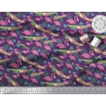 thumbnail image 2 of Soimoi Purple Georgette Viscose Fabric Palm Leaves & Flamingo Bird Print Fabric by the Yard 42 Inch Wide, 2 of 3