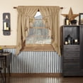 thumbnail image 2 of VHC Brands Stratton Primitive 63"x36"x18" Burlap Star Prairie Panel Pair Tan Rod Pocket Appliqued Cotton Drawstring Ties Window Curtains, 2 of 2