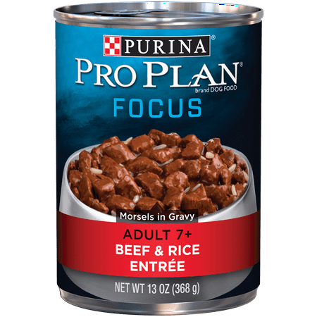 Purina Pro Plan Senior Gravy Wet Dog Food, FOCUS Morsels in Gravy Beef & Rice Entree - 13 oz. Can