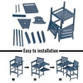 thumbnail image 5 of FOOWIN HDPE Plastic Tall Adirondack Chair Set of 2 W/ Outdoor Barstools and Connecting Tray, Blue, 5 of 9