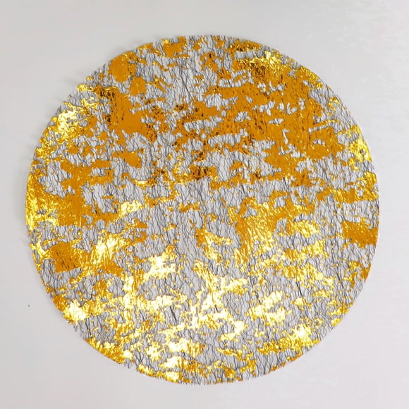 Placemat Snowkingdom, redondo, 33 cm, lámina dorada, purpurina, paquete de 24