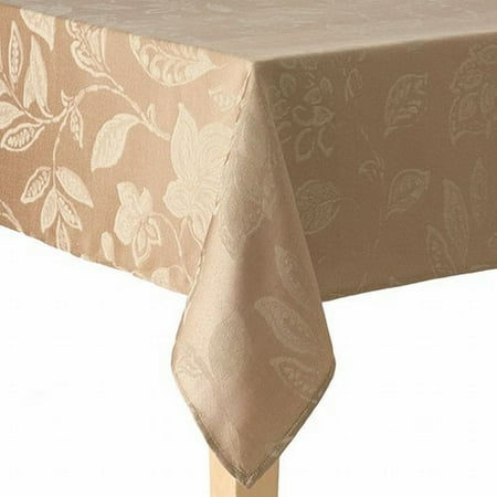 60x84 Fabric Tablecloth - Harvest Season Fabric Tablecloth Golden Khaki Leaf Table Cloth 60x84 Oblong