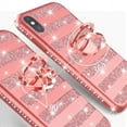 thumbnail image 4 of iPhone Xs / iPhone X Case, Cute Glitter for Girls Women w/Kickstand,Bling Diamond Rhinestone Bumper With Ring Stand Protective Sparkly Pink Apple iPhone X/Xs - Rose Gold Stripe, 4 of 6