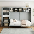 thumbnail image 2 of Queen Size Murphy Bed, Murphy Bed Frame Vertical Wallbed, Wall Bed With Built-In Top Shelf, Side Wardrobe, and Two Storage Drawers, Gray, 2 of 8