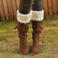 thumbnail image 5 of QISIWOLE Women's After Sanding With Tassels High Boots Sleeves Wedges Snow Boots rollbacks !, 5 of 6
