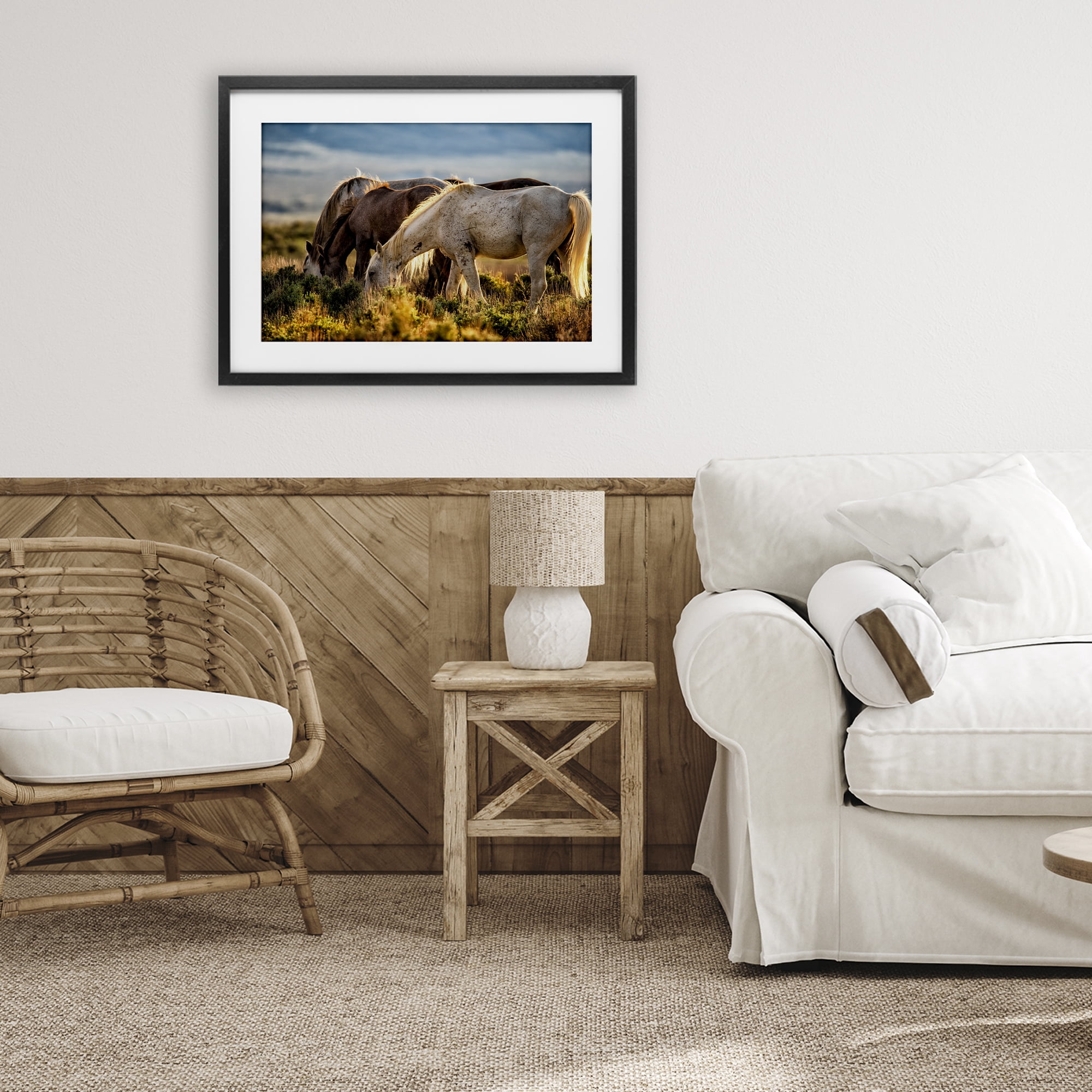 Stupell Industries Equine Evening Graze Black Framed Print Under Glass, design by Tim West