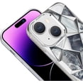 thumbnail image 5 of Compatible with iPhone 15 Plus Shiny Plating Marble Case with Detachable Glitter Paper for Women Men Fashion Luxury Electroplated Soft TPU Camera Protection Shockproof Phone Cover, Silver, 5 of 6