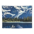 thumbnail image 5 of Chilfamy  Scenery Tapestry, Cartoon Like Mountain with Snow Landscape with Lake Reflection Art, Wide Wall Hanging for Bedroom Living Room Dorm, Blue Grey Dark Blue Painting, 5 of 6