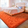 thumbnail image 6 of ZENELESS Indoor Fluffy Rug,5x7 Orange Fuzzy Non-Slip Carpets for Living Room Bedroom Home Decor, 6 of 7