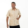 thumbnail image 4 of Traditional Cotton Blend Guayabera Men’s Short Sleeve Shirt (Beige, X-Large), 4 of 6
