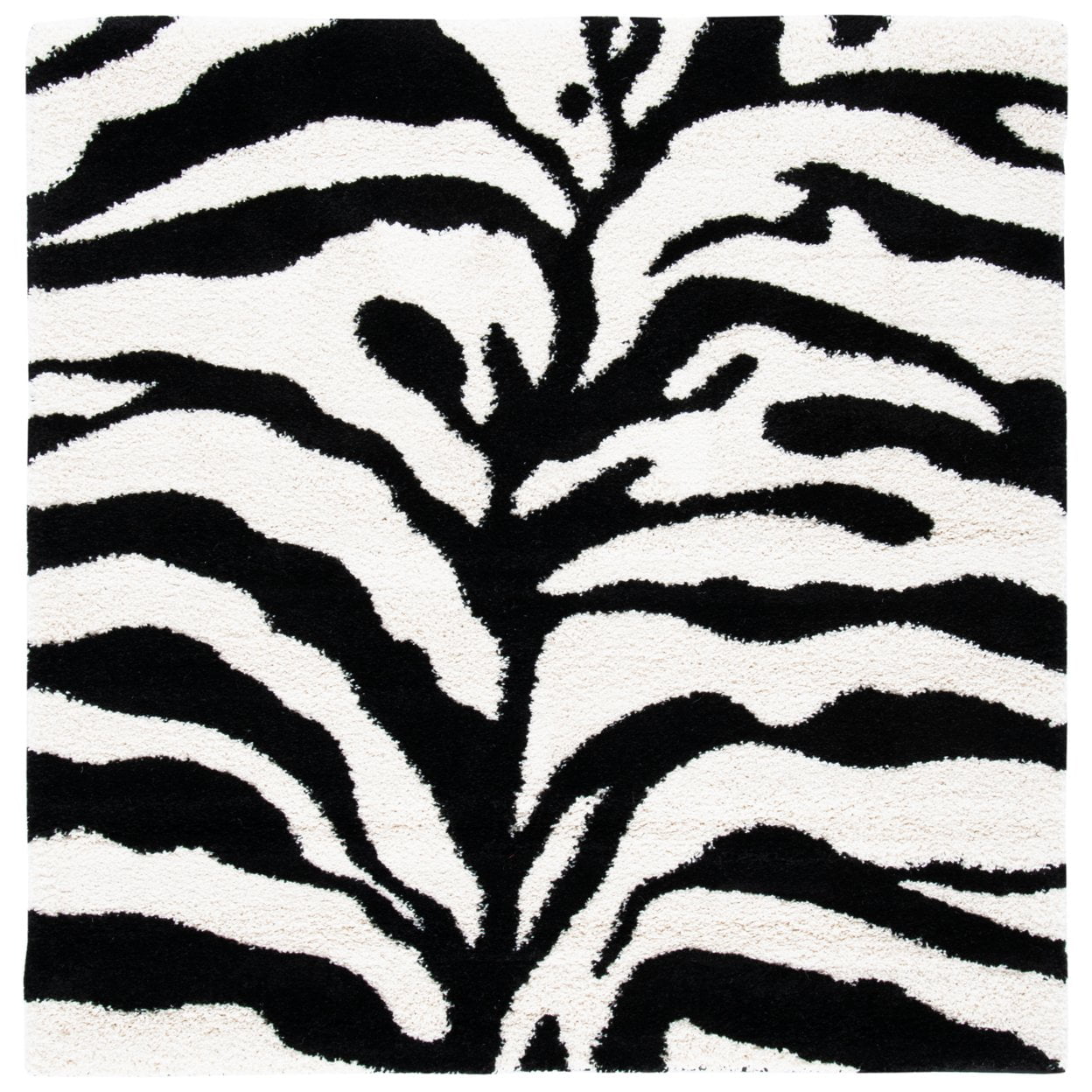 SAFAVIEH Florida Shag Ivana Animal Area Rug, Ivory/Black, 2'3" x 4'