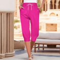 thumbnail image 2 of DXOUPM Womens Pants Capris for Women Print Pants Bottom Drawstring Joggers Wide Leg Pants for Women Capri Pants for Women Plus Size Lounge Wear Womens Activewear Hot Pink S, 2 of 3