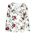 thumbnail image 6 of YueHuiYing Women's Fashion Printing Casual Round Neck Long Sleeve Loose T-shirt Daily Printed Dressy Top, 6 of 6