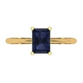 thumbnail image 2 of 1ct Princess Cut Blue Crystal 18k Yellow Gold Engraving Statement Bridal Wedding Solitaire Designer Ring Size 4.25, 2 of 7