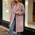 thumbnail image 6 of Vixolx Winter Peacoat for Women Fashion Notched Lapel Collar Double Breasted Woolen Coat with Side Pockets Solid Long Sleeve Overcoat, 6 of 9